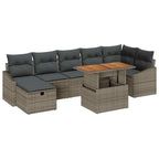 Gartensofa-set mit Kissen mit Speicher 8 pcs Grau Poly-Rattan