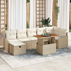 Gartensofa-set mit Kissen mit Speicher 8 pcs Beige Poly-Rattan