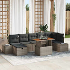 Gartensofa-set mit Kissen mit Speicher 8 pcs Grau Poly-Rattan