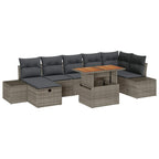 Gartensofa-set mit Kissen mit Speicher 8 pcs Grau Poly-Rattan