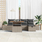 Gartensofa-set mit Kissen mit Speicher 6 pcs Grau Poly-Rattan