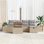 Gartensofa-set mit Kissen mit Speicher 6 pcs Beige Poly-Rattan