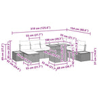 Gartensofa-set mit Kissen mit Speicher 9 pcs Beige Poly-Rattan