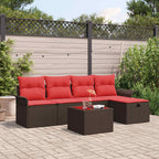 Gartensofa-set mit Kissen mit Speicher 6 pcs Poly Rattan