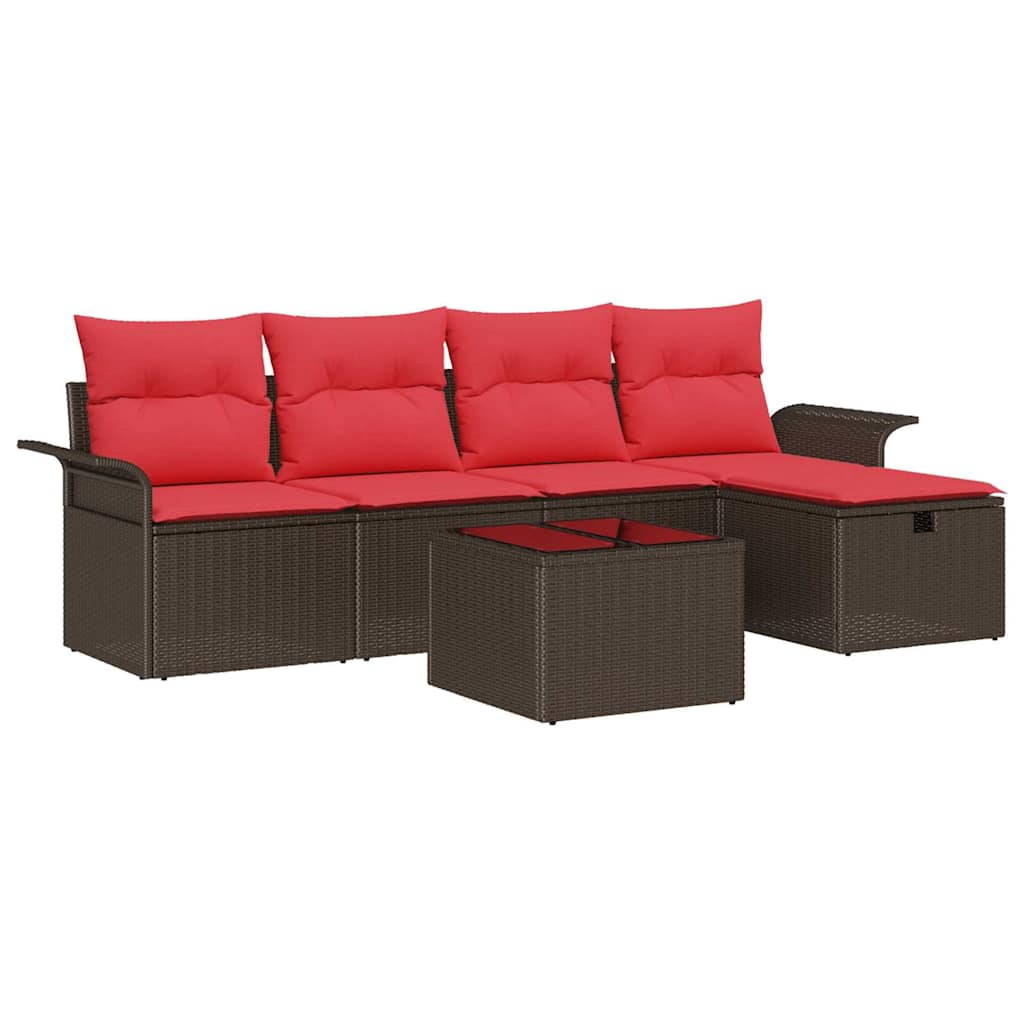 Gartensofa-set mit Kissen mit Speicher 6 pcs Poly Rattan