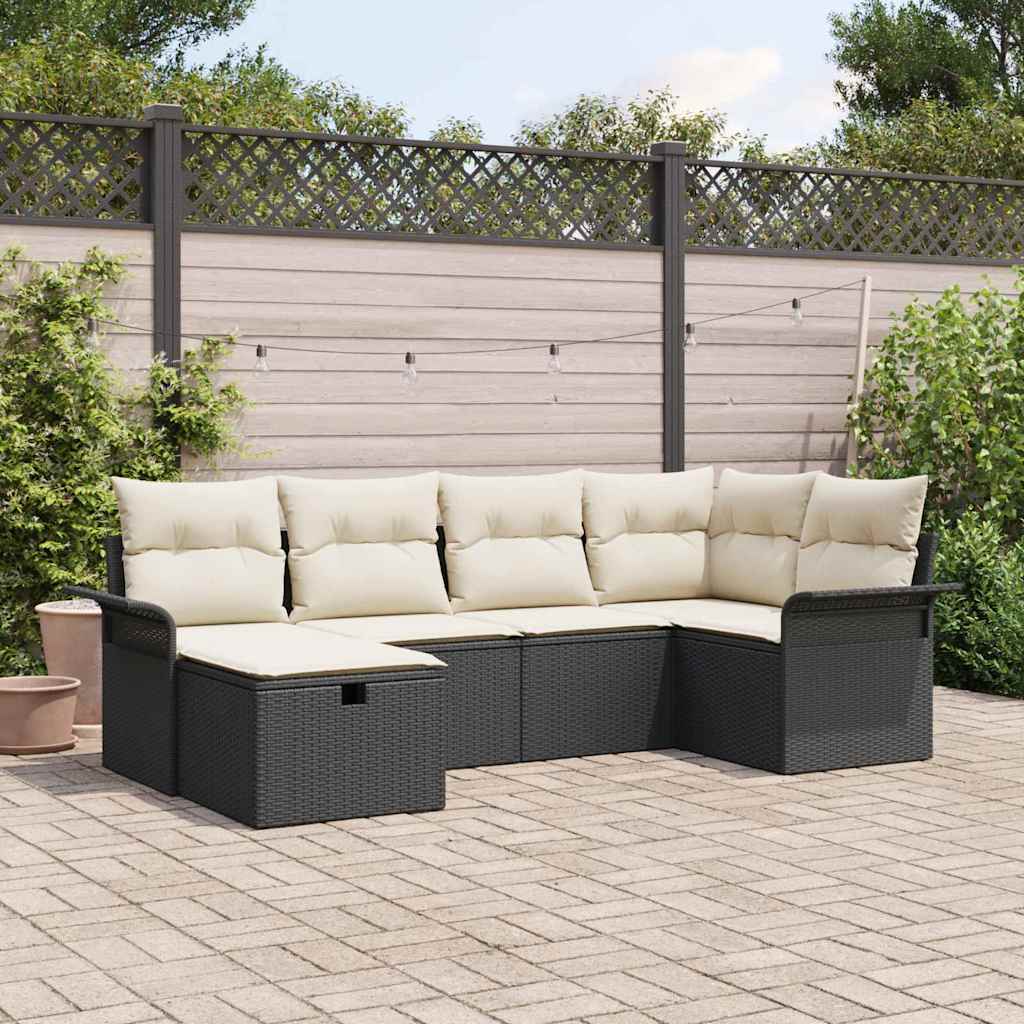 Gartensofa-set mit Kissen mit Speicher 6 pcs Poly Rattan