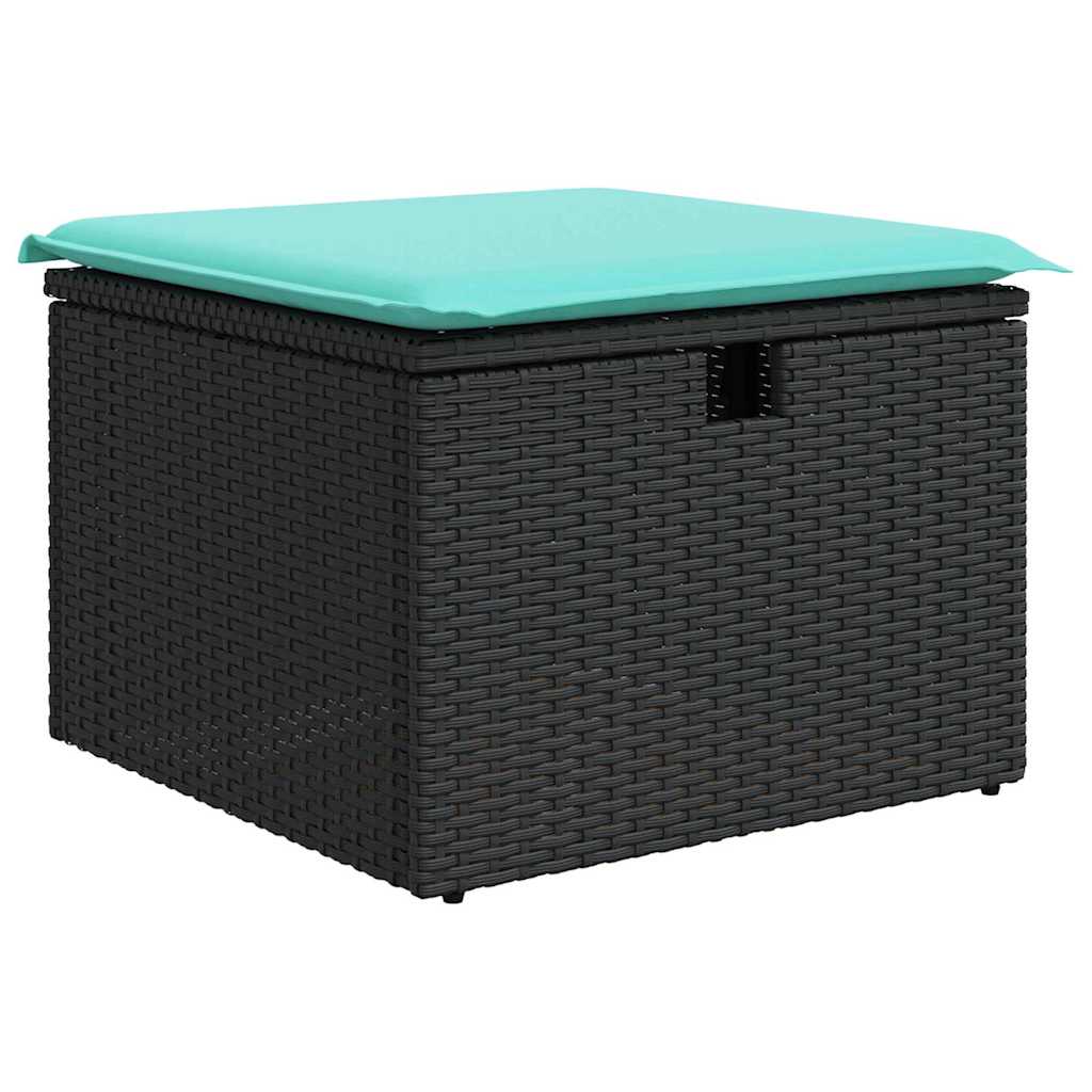 Garten-Sofa-Set mit Kissen 9 pcs Schwarz Poly Rattan