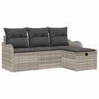 Garten-Sofa-Set mit Kissen 4 pcs Hellgrau Poly Rattan