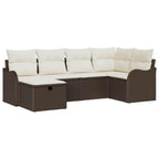 Garten-Sofa-Set mit Kissen mit Speicher 6 pcs Braun Poly Rattan