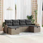 Garten-Sofa-Set mit Kissen mit Speicher 6 pcs Grau Poly Rattan