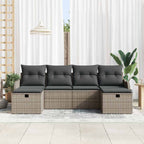 Garten-Sofa-Set mit Kissen mit Speicher 6 pcs Grau Poly Rattan