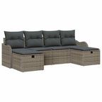 Garten-Sofa-Set mit Kissen mit Speicher 6 pcs Grau Poly Rattan