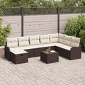 Garten-Sofa-Set mit Kissen mit Speicher 9 pcs Braun Poly Rattan