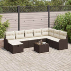 Garten-Sofa-Set mit Kissen mit Speicher 9 pcs Braun Poly Rattan