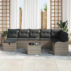 Garten-Sofa-Set mit Kissen mit Speicher 9 pcs Grau Poly Rattan