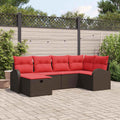 Gartensofa-set mit Kissen mit Speicher 6 pcs Braun Poly-Rattan