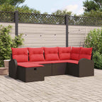 Gartensofa-set mit Kissen mit Speicher 6 pcs Braun Poly-Rattan