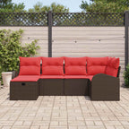 Gartensofa-set mit Kissen mit Speicher 6 pcs Braun Poly-Rattan