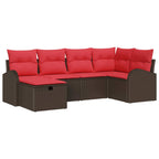 Gartensofa-set mit Kissen mit Speicher 6 pcs Braun Poly-Rattan