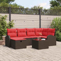 Gartensofa-set mit Kissen mit Speicher 7 pcs Braun Poly-Rattan
