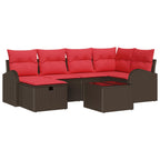 Gartensofa-set mit Kissen mit Speicher 7 pcs Braun Poly-Rattan