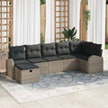 Gartensofa-set mit Kissen mit Speicher 7 pcs Grau Poly-Rattan