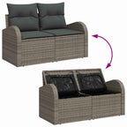 Gartensofa-set mit Kissen mit Speicher 7 pcs Grau Poly-Rattan