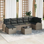 Garten-Sofa-Set mit Kissen mit Speicher 8 pcs Grau Poly Rattan