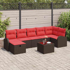Gartensofa-set mit Kissen mit Speicher 8 pcs Braun Poly-Rattan