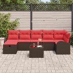Gartensofa-set mit Kissen mit Speicher 8 pcs Braun Poly-Rattan