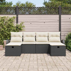 Garten-Sofa-Set mit Kissen 6 pcs Schwarz Poly Rattan