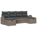 Gartensofa-set mit Kissen mit Speicher 6 pcs Grau Poly-Rattan