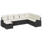 Garten-Sofa-Set mit Kissen 8 pcs Schwarz Poly Rattan