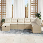 Garten-Sofa-Set mit Kissen mit Speicher 8 pcs Beige Poly Rattan