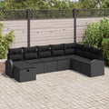 Garten-Sofa-Set mit Kissen 8 pcs Schwarz Poly Rattan