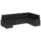 Garten-Sofa-Set mit Kissen 8 pcs Schwarz Poly Rattan