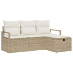 Garten-Sofa-Set mit Kissen mit Speicher 4 pcs Beige Poly Rattan