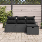 Garten-Sofa-Set mit Kissen 4 pcs Schwarz Poly Rattan
