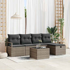Garten-Sofa-Set mit Kissen mit Speicher 6 pcs Grau Poly Rattan