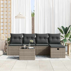 Garten-Sofa-Set mit Kissen mit Speicher 6 pcs Grau Poly Rattan