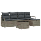 Garten-Sofa-Set mit Kissen mit Speicher 6 pcs Grau Poly Rattan