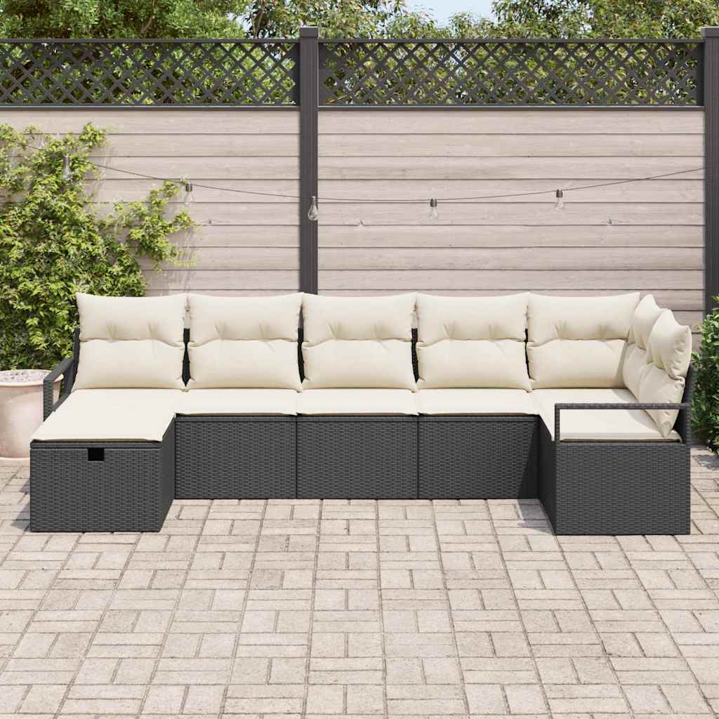 Sofa Set mit Kissen 7 pcs Poly-Rattan