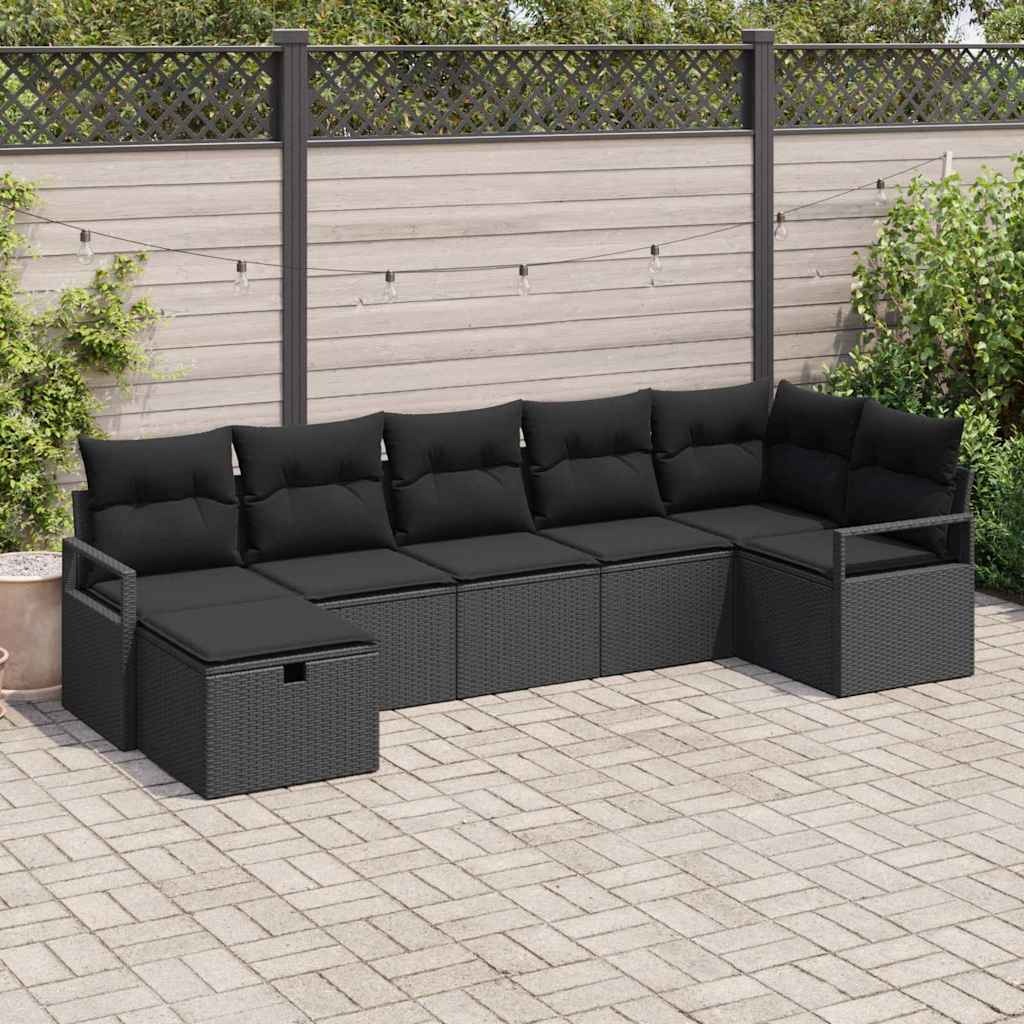 Sofa Set mit Kissen 5 pcs Poly-Rattan