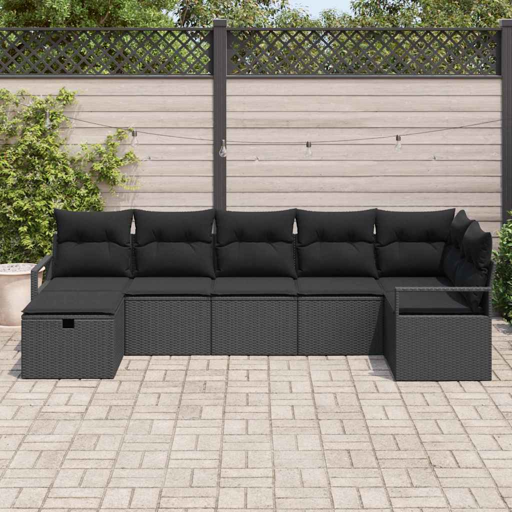 Sofa Set mit Kissen 5 pcs Poly-Rattan