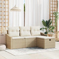 Sofa Set mit Kissen 4 pcs Poly-Rattan