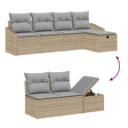 Sofa Set mit Kissen 5 pcs Poly-Rattan