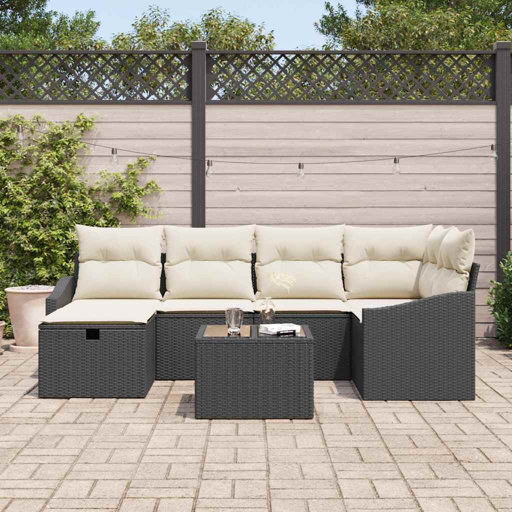 Sofa Set mit Kissen 6 pcs Poly-Rattan