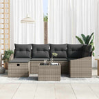 Sofa Set mit Kissen 7 pcs Poly-Rattan