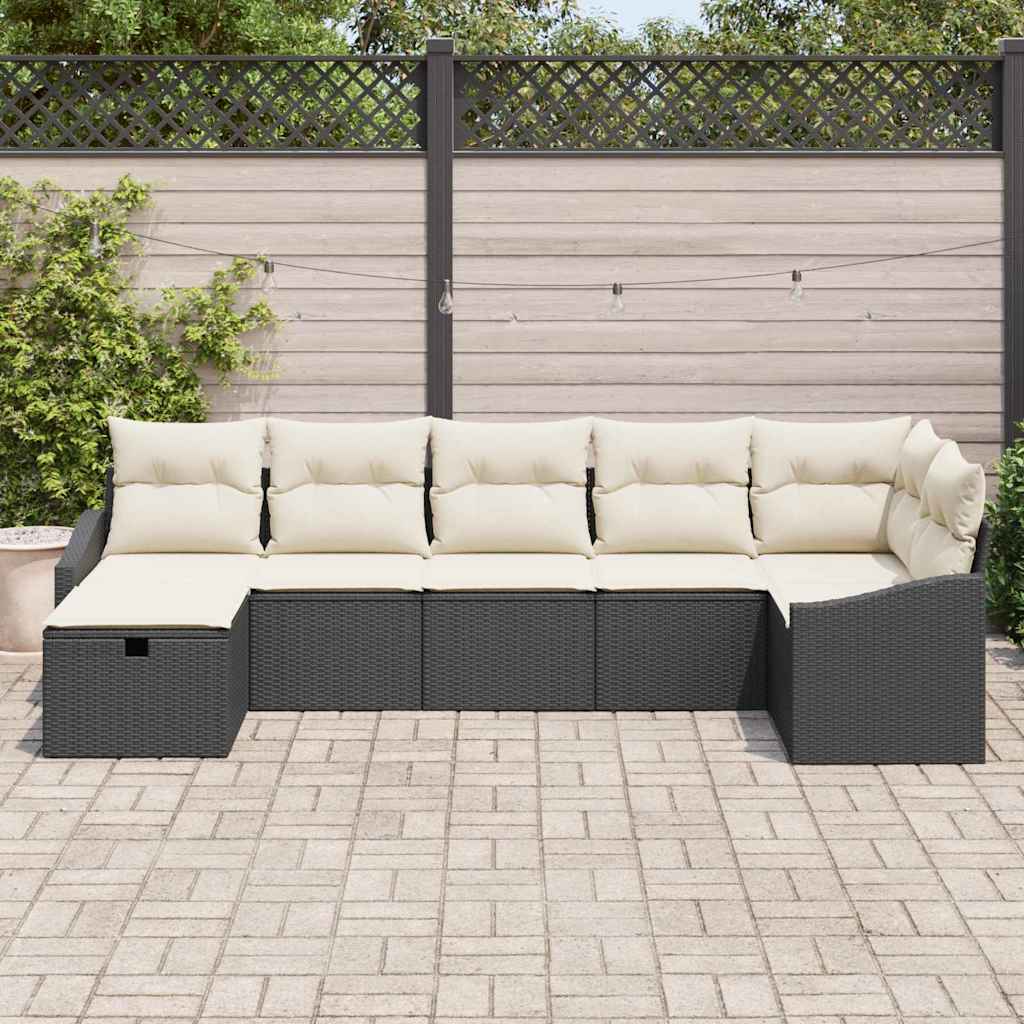 Sofa Set mit Kissen 7 pcs Poly-Rattan