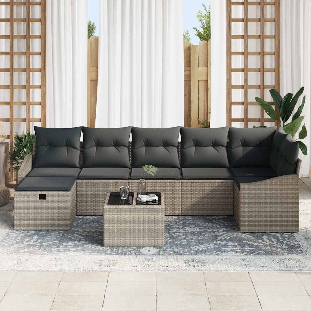 Sofa Set mit Kissen 8 pcs Poly-Rattan